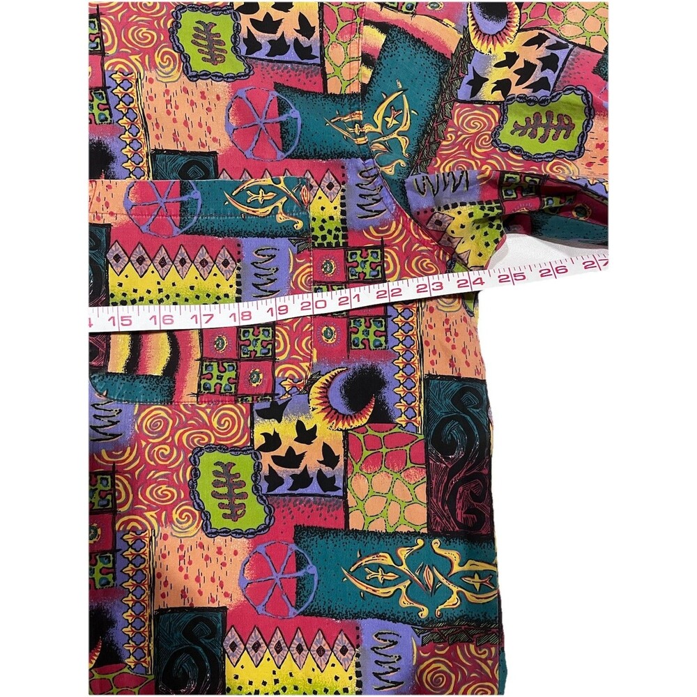 Vtg 90's The Territory Ahead Shirt Mens L Tribal Patchwork Cotton Short Sleeve - Picture 4 of 7